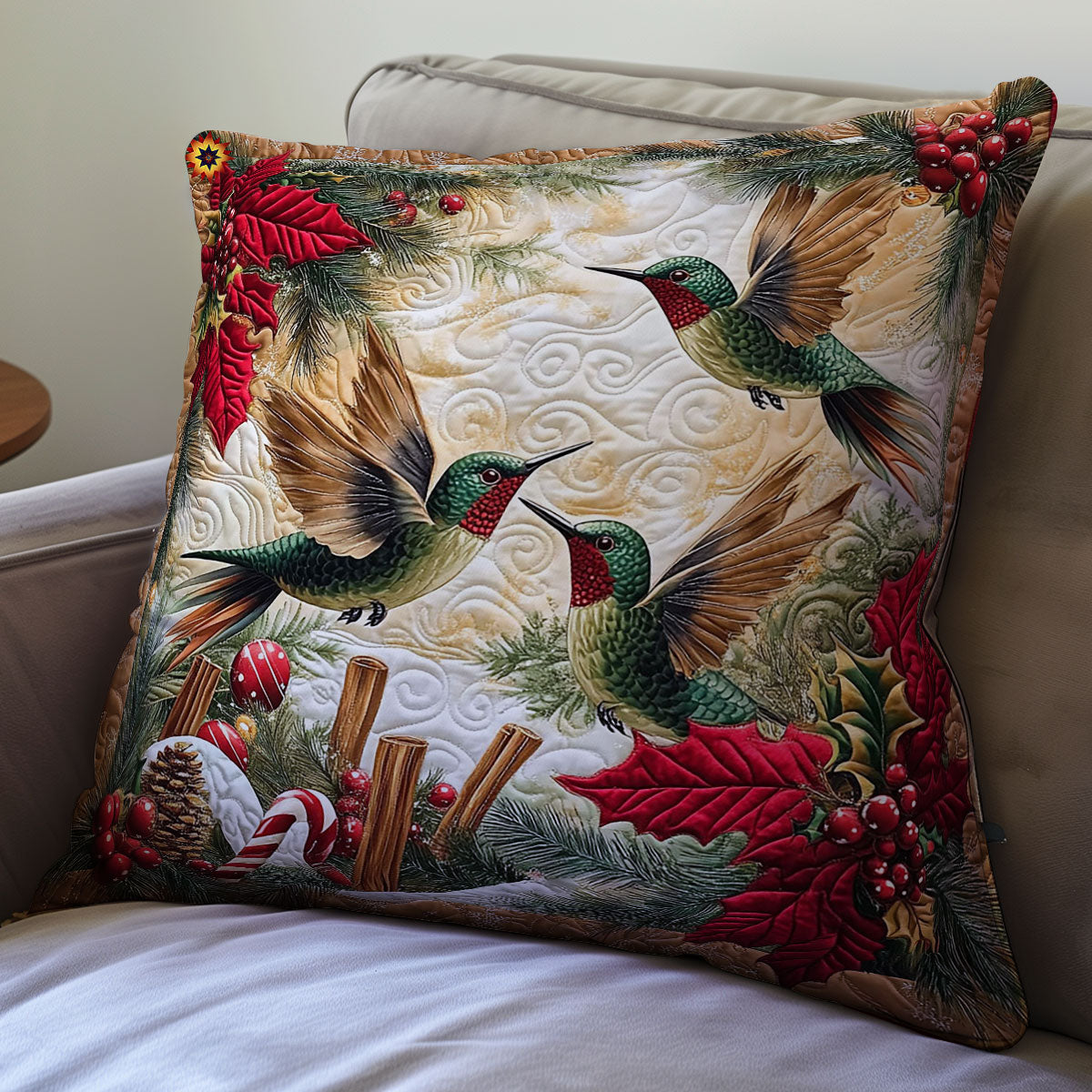 Christmas Hummingbird Family WY0612079CL Quilt Pillow Case