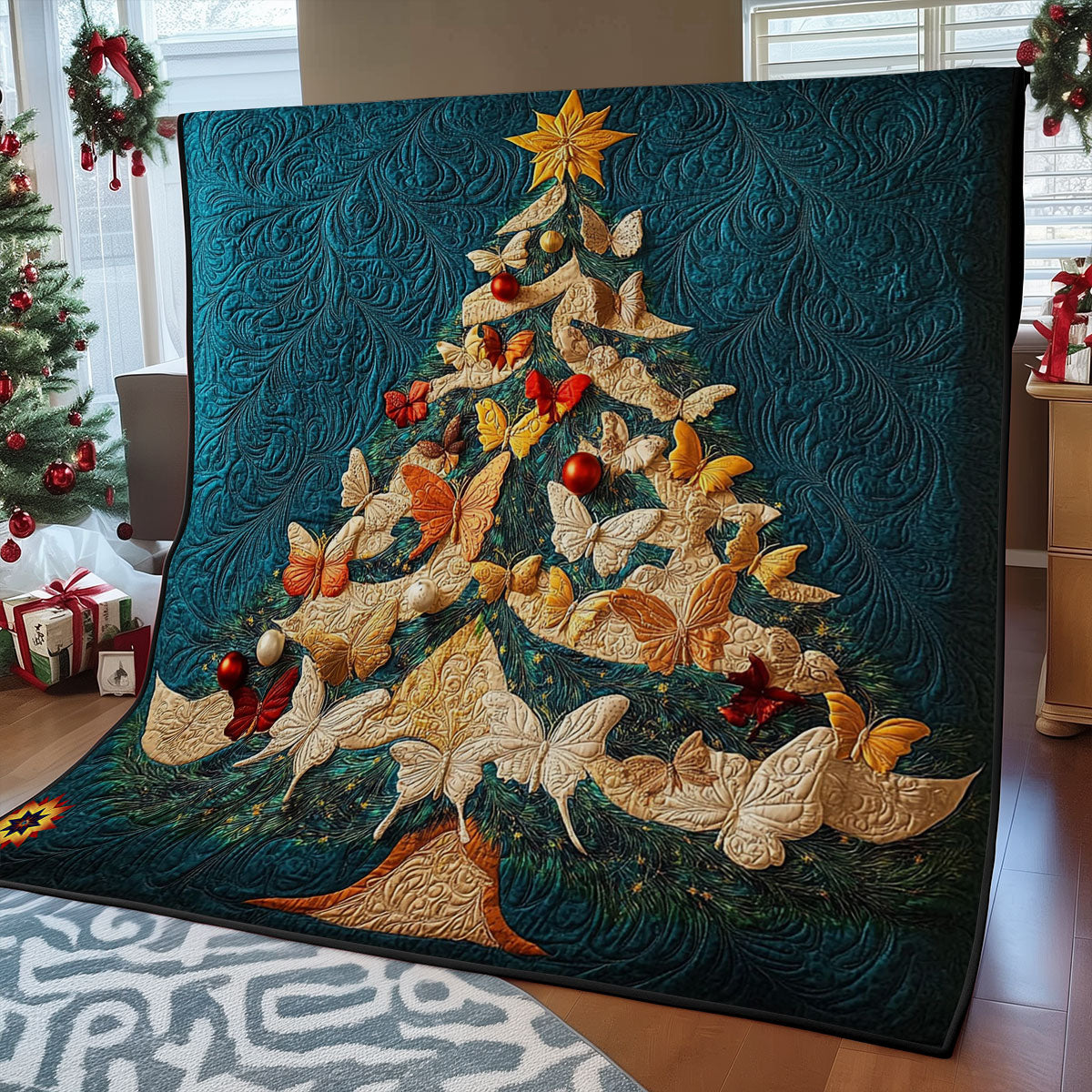 Christmas Tree Butterfly WY2711022CL Quilt