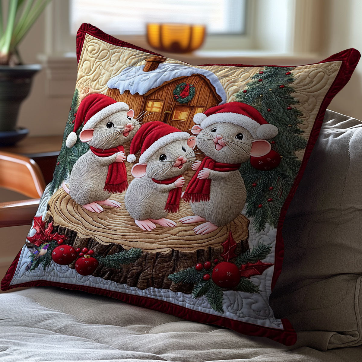 Santa Mouse WY1012013CL Quilt Pillow Case
