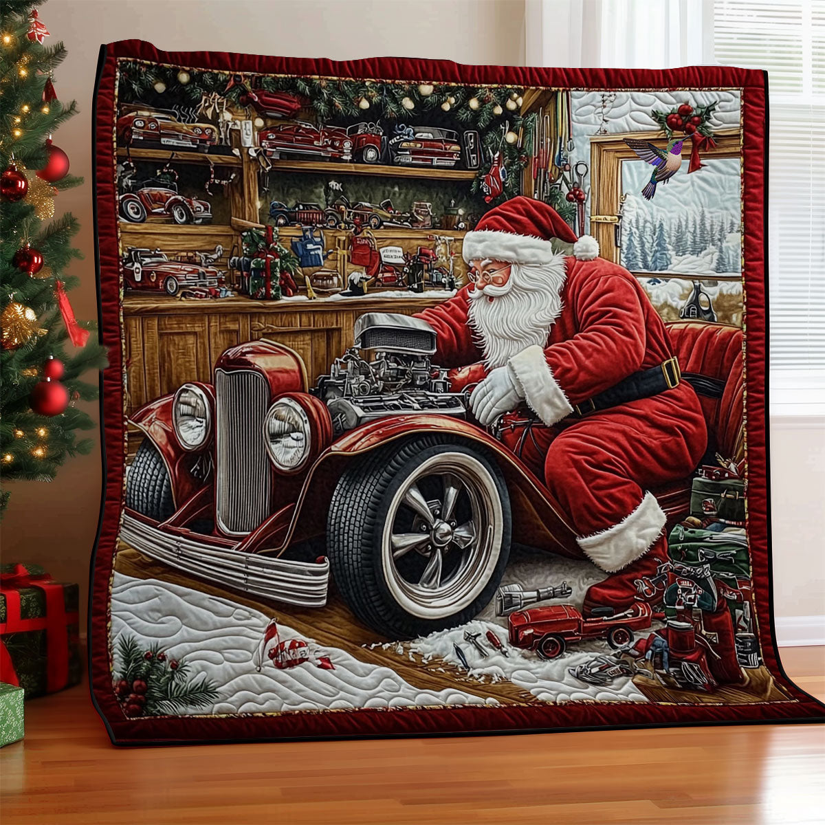 Repairing Car Santa Claus WY0712021CL Quilt