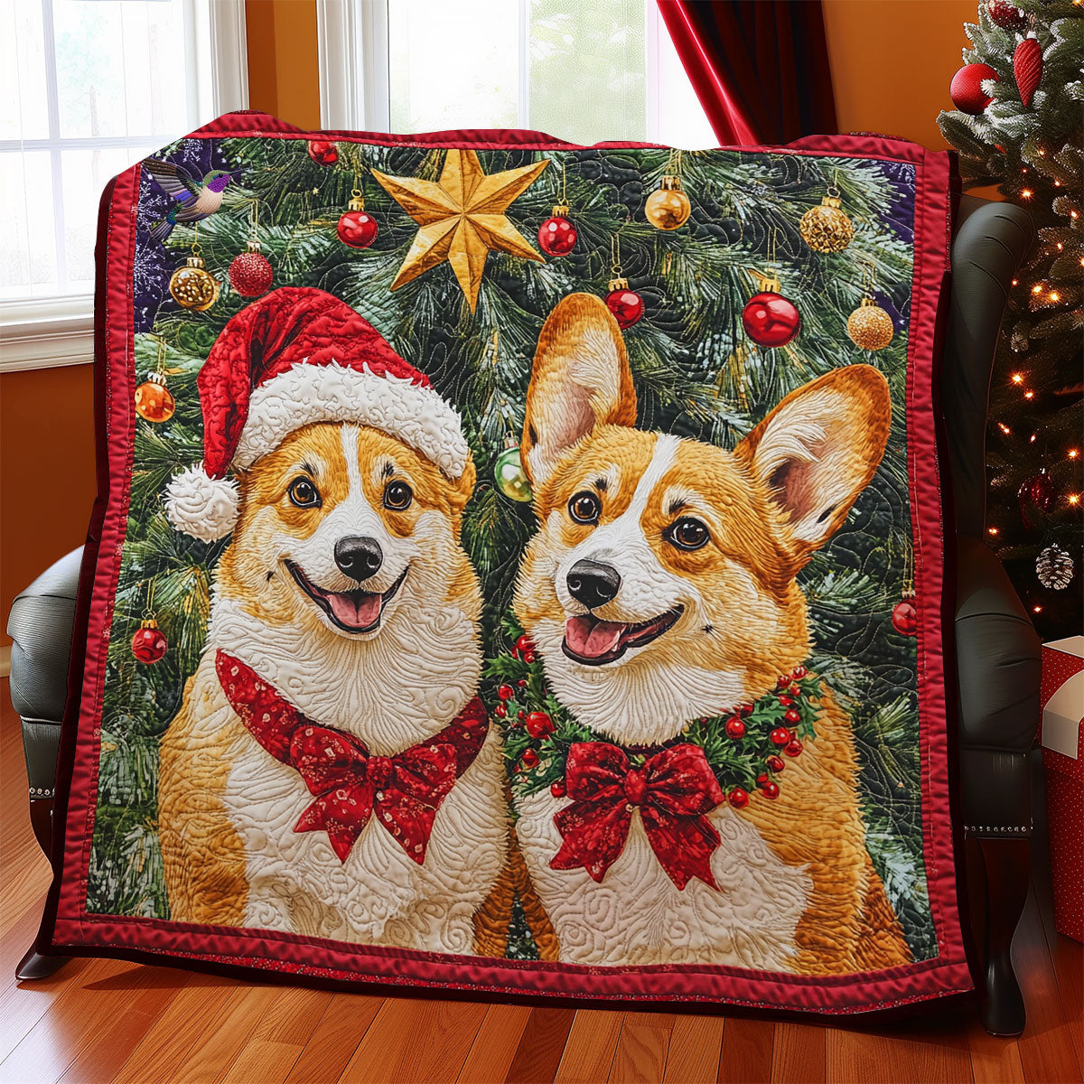 Christmas Couple Corgi WY2011020CL Quilt