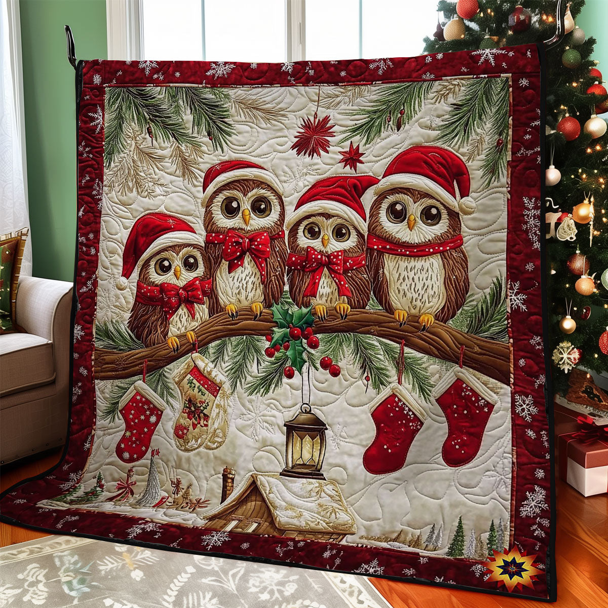 Christmas Of Owl Family WY0512018CL Quilt