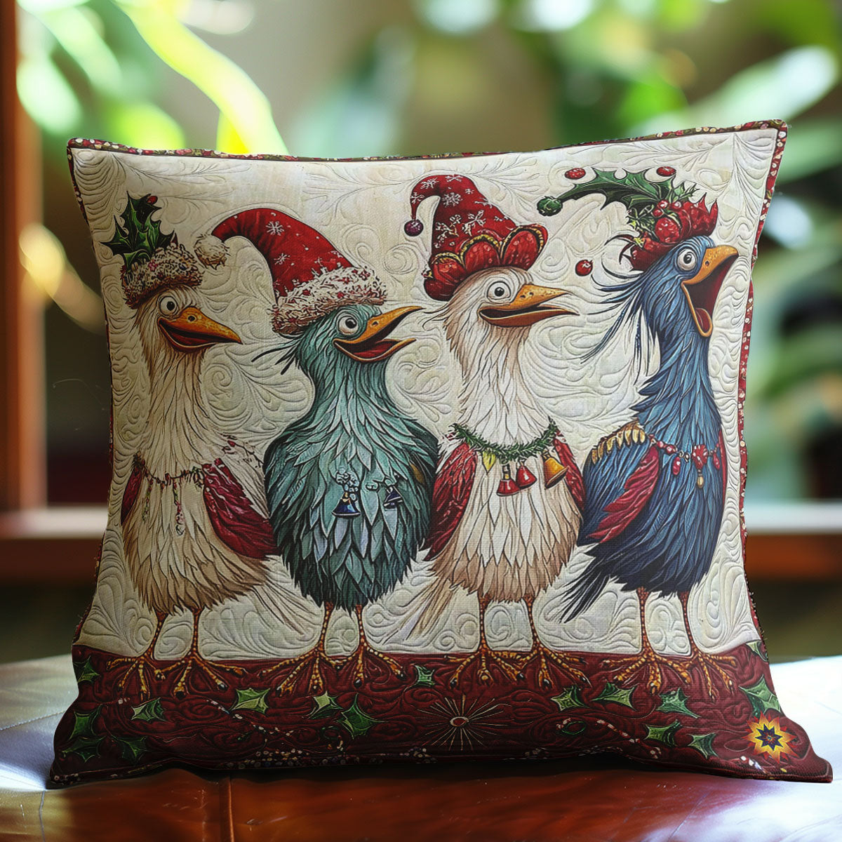 Funny Christmas Chicken WY1612103CL Quilt Pillow Case