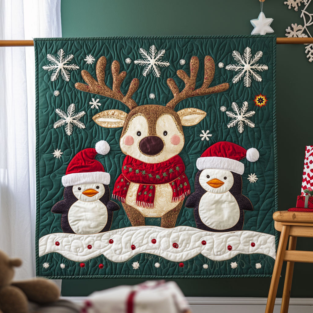 Christmas Reindeer And Penguin WJ2711012CL Quilt