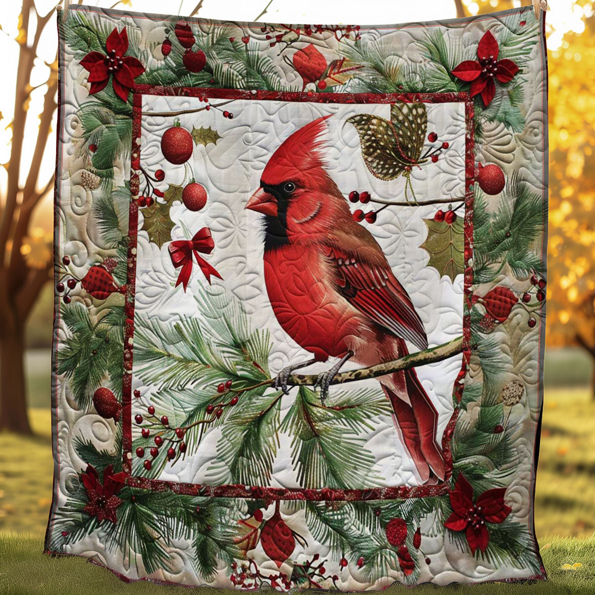 Snowy Cardinal Christmas Throw WN1008074CL Quilt