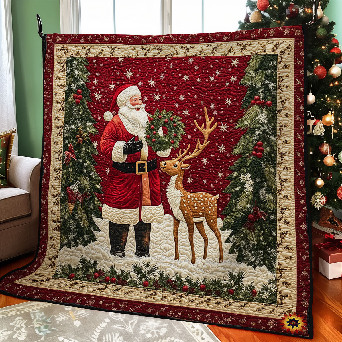 Santa And Sika Deer WY1212018CL Quilt