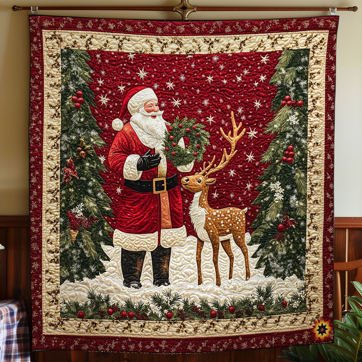 Santa And Sika Deer WY1212018CL Quilt