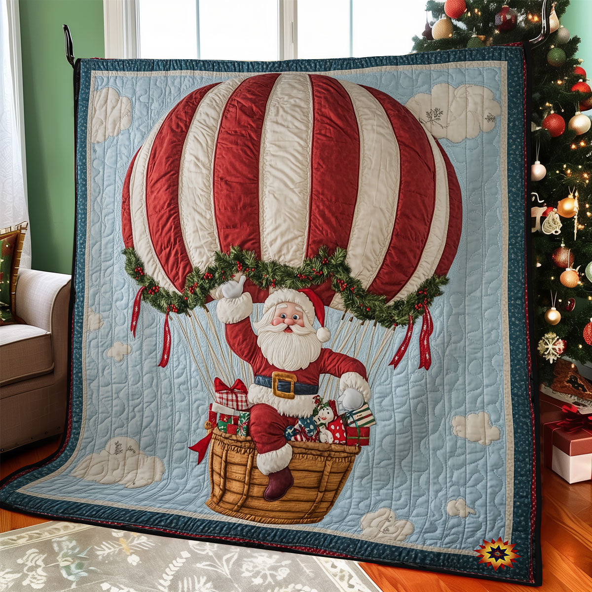 Santa Hot Air Balloon WY0212039CL Quilt