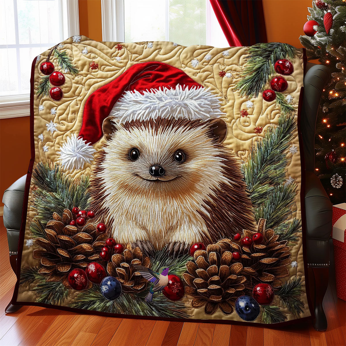 Santa Hedgehog WY0712047CL Quilt