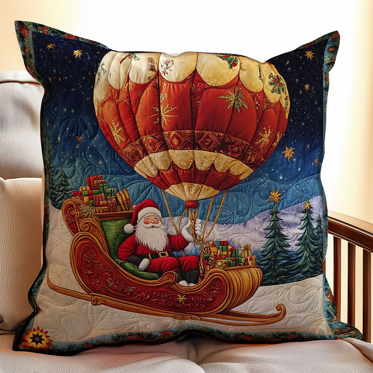 Santa Hot Air Balloon WY0212079CL Quilt Pillow Case