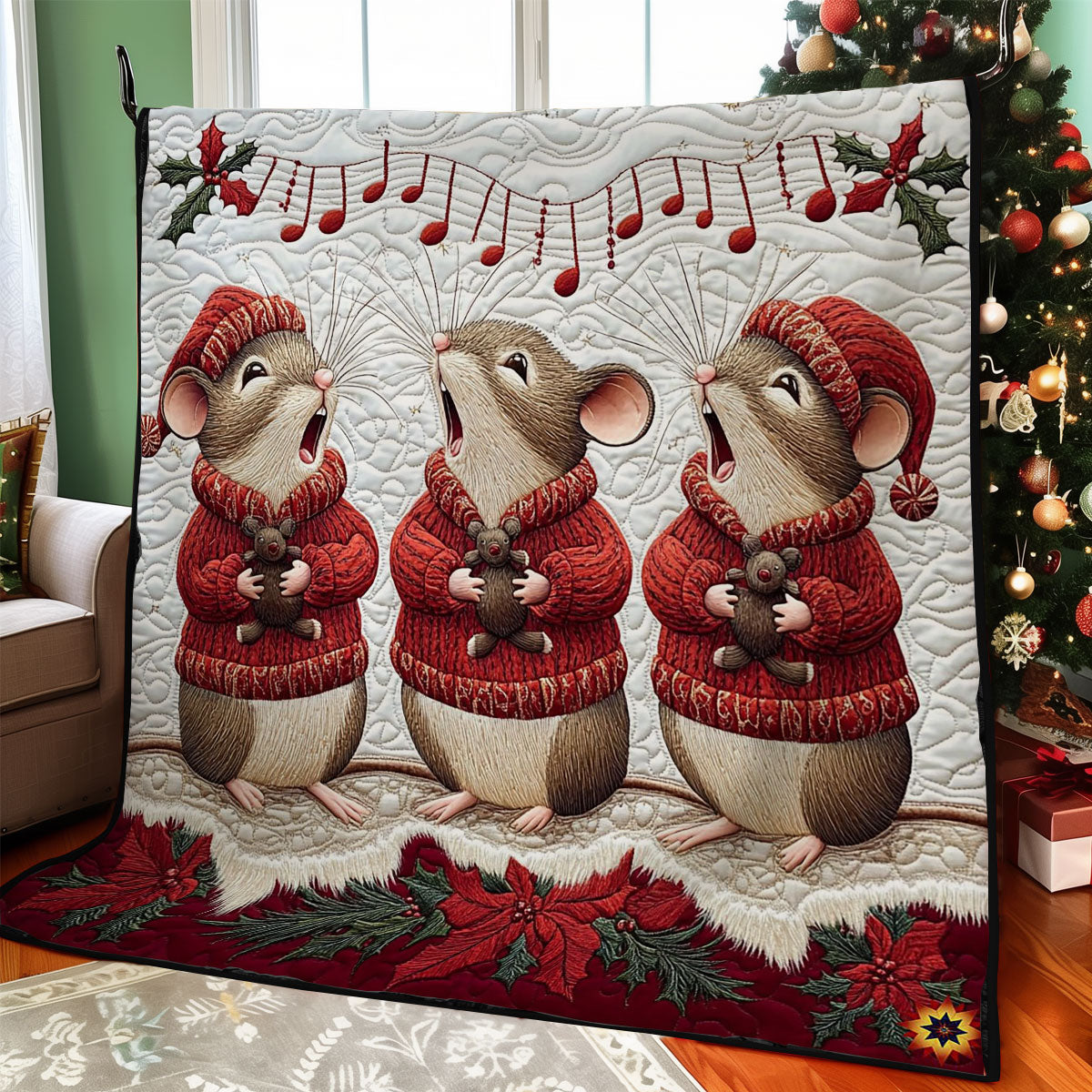 Christmas Singing Mouse WY0412026CL Quilt