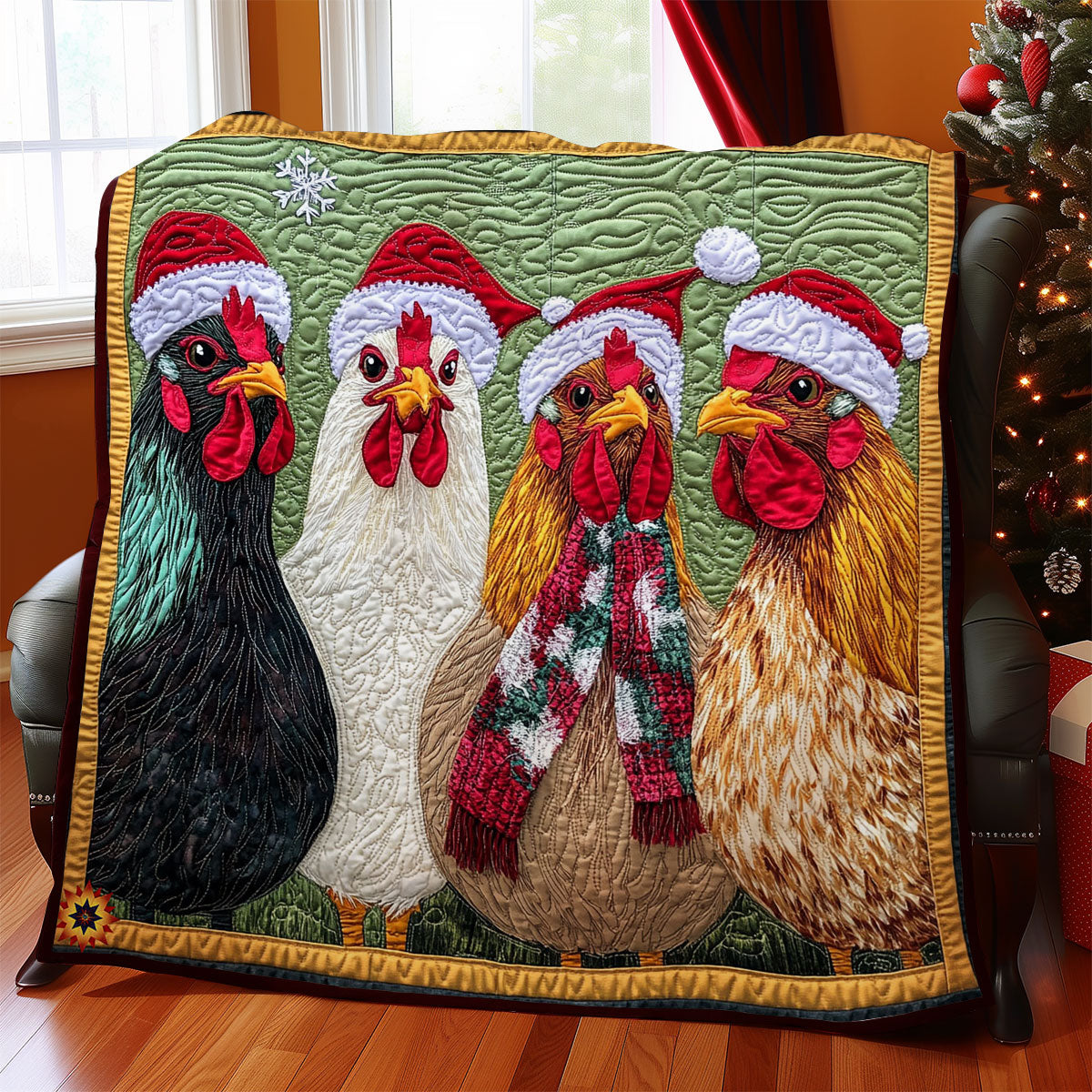 Santa Chicken WY2911008CL Quilt