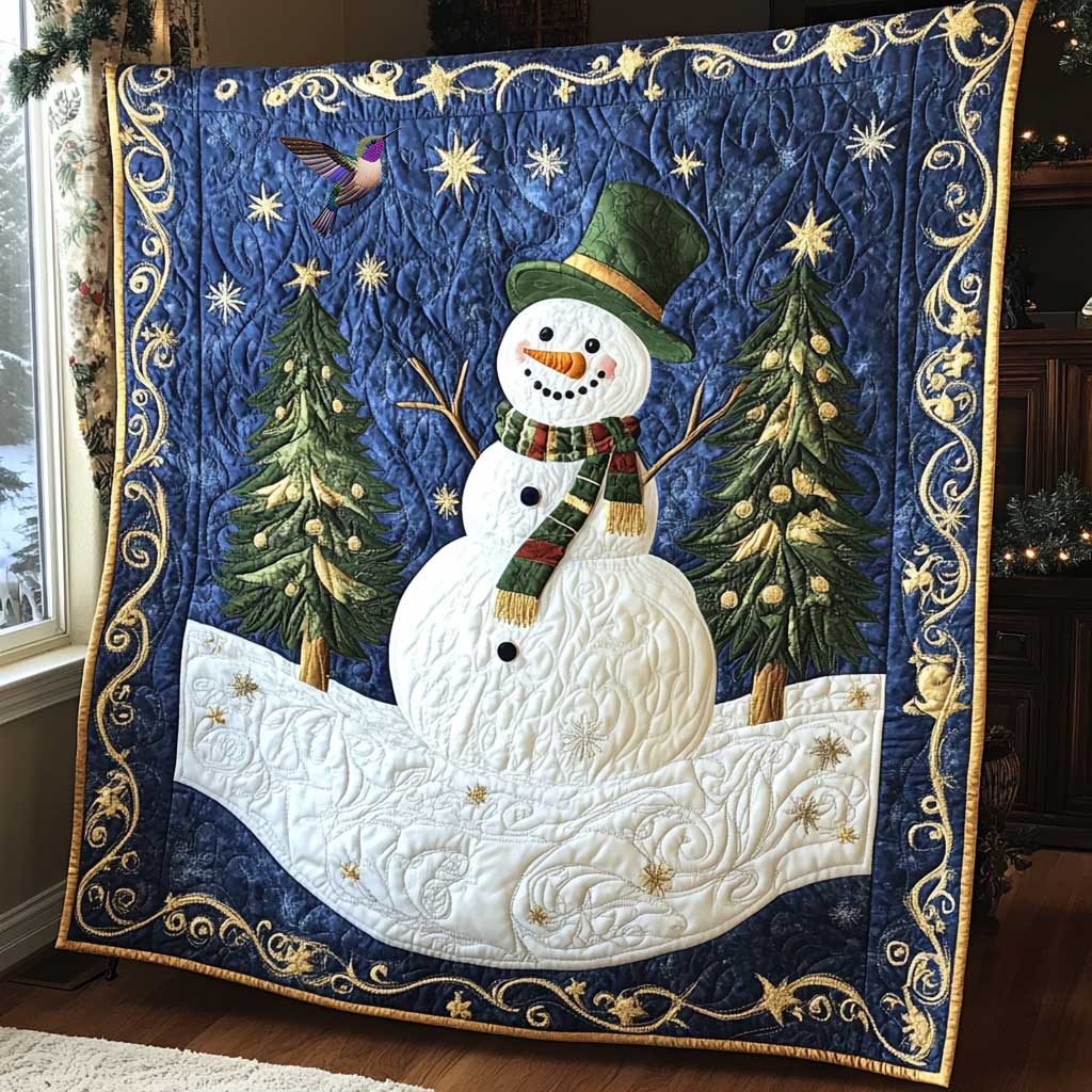 Joyful Navy Snowman WP0212020CL Quilt