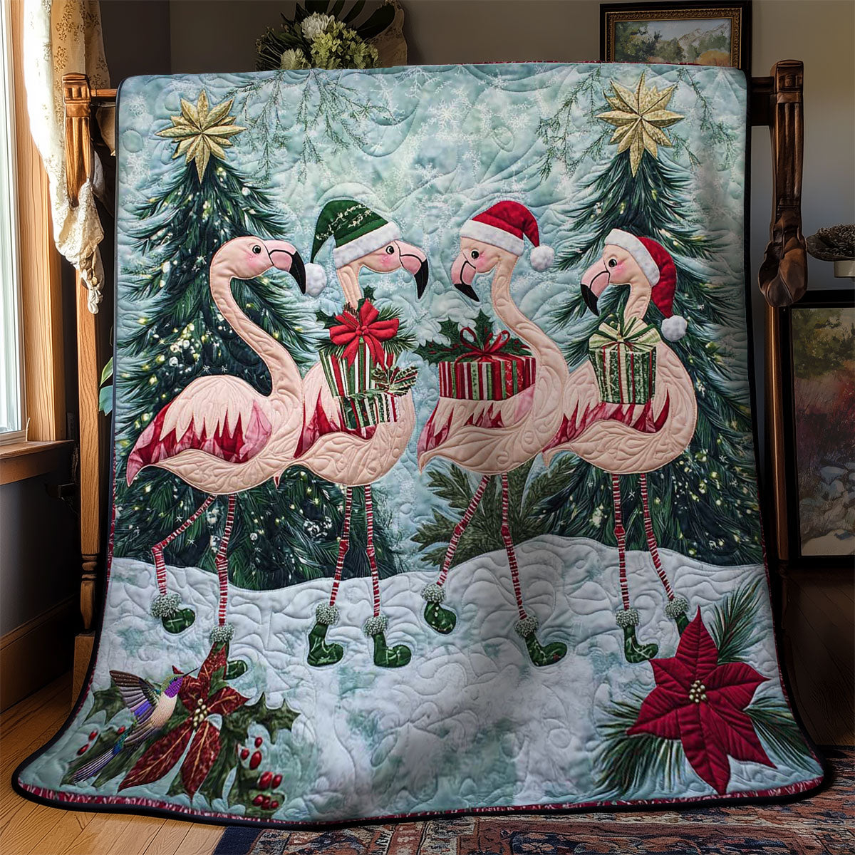 Santa’s Flamingos WN0512038CL Quilt