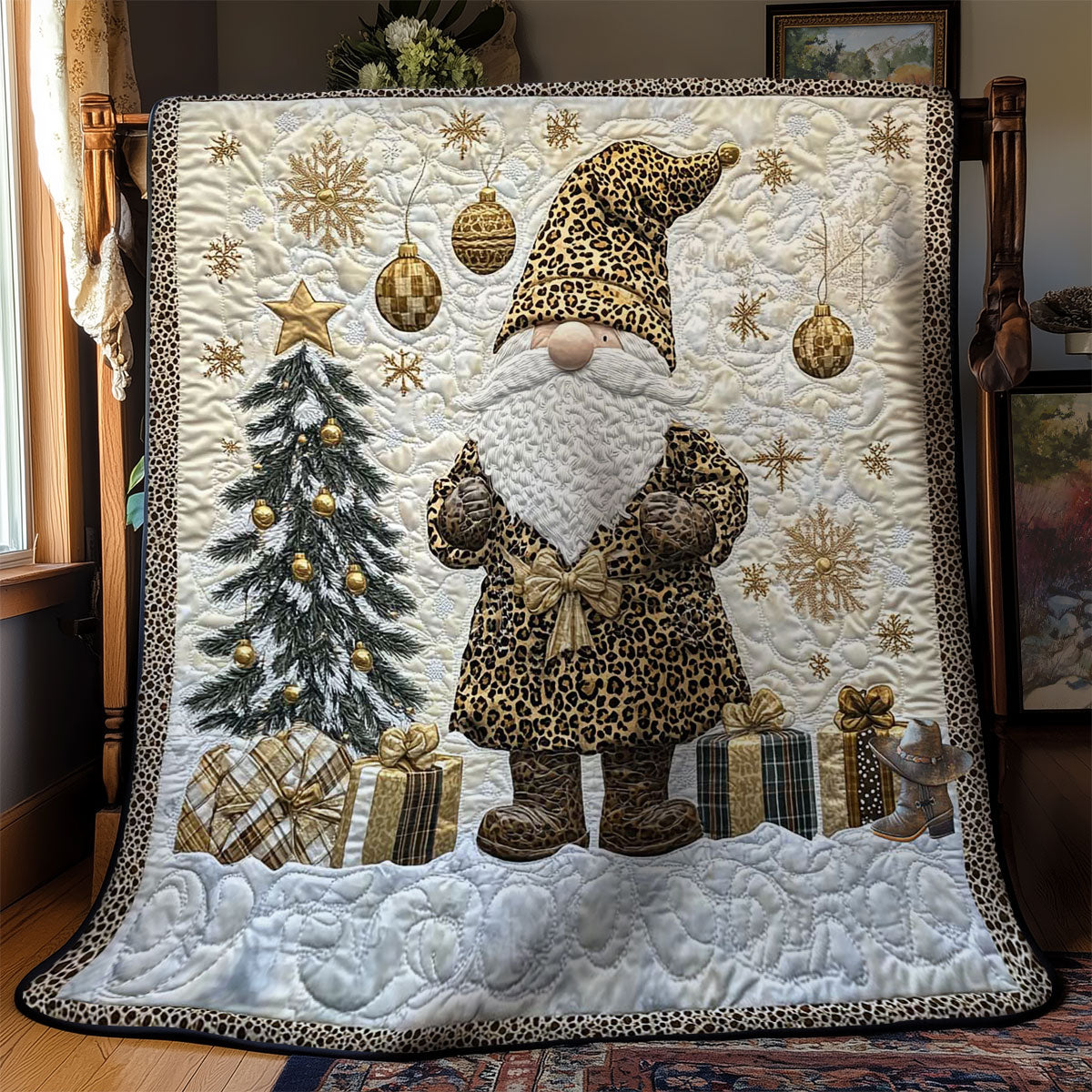 Golden Leopard Gnome WN1312010CL Quilt