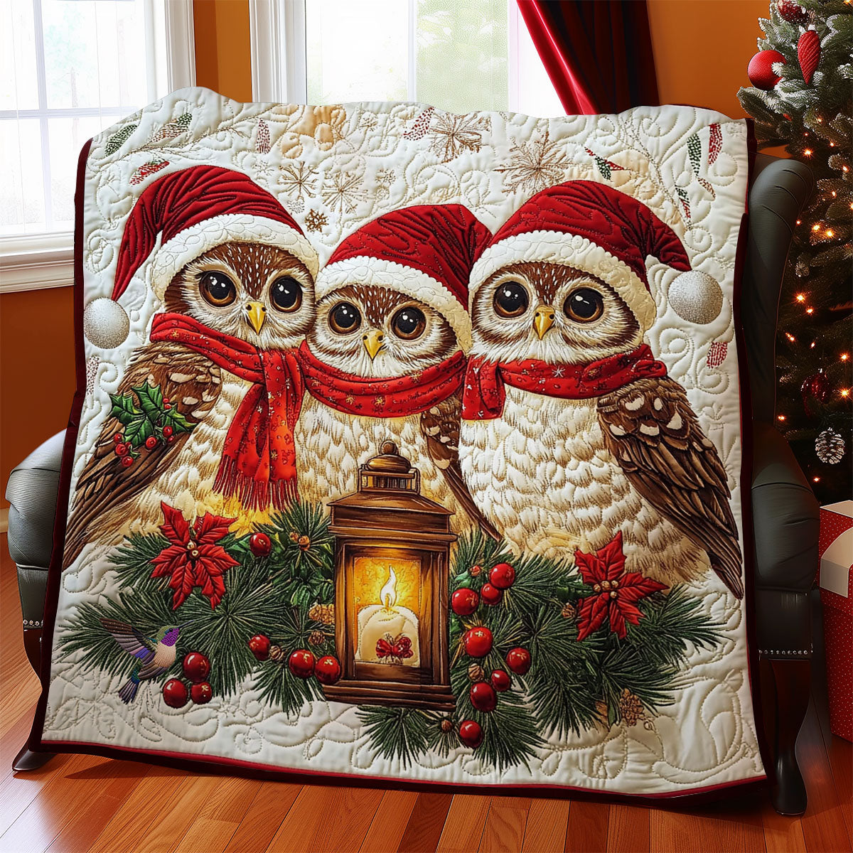 Santa Owl Family WY0612036CL Quilt