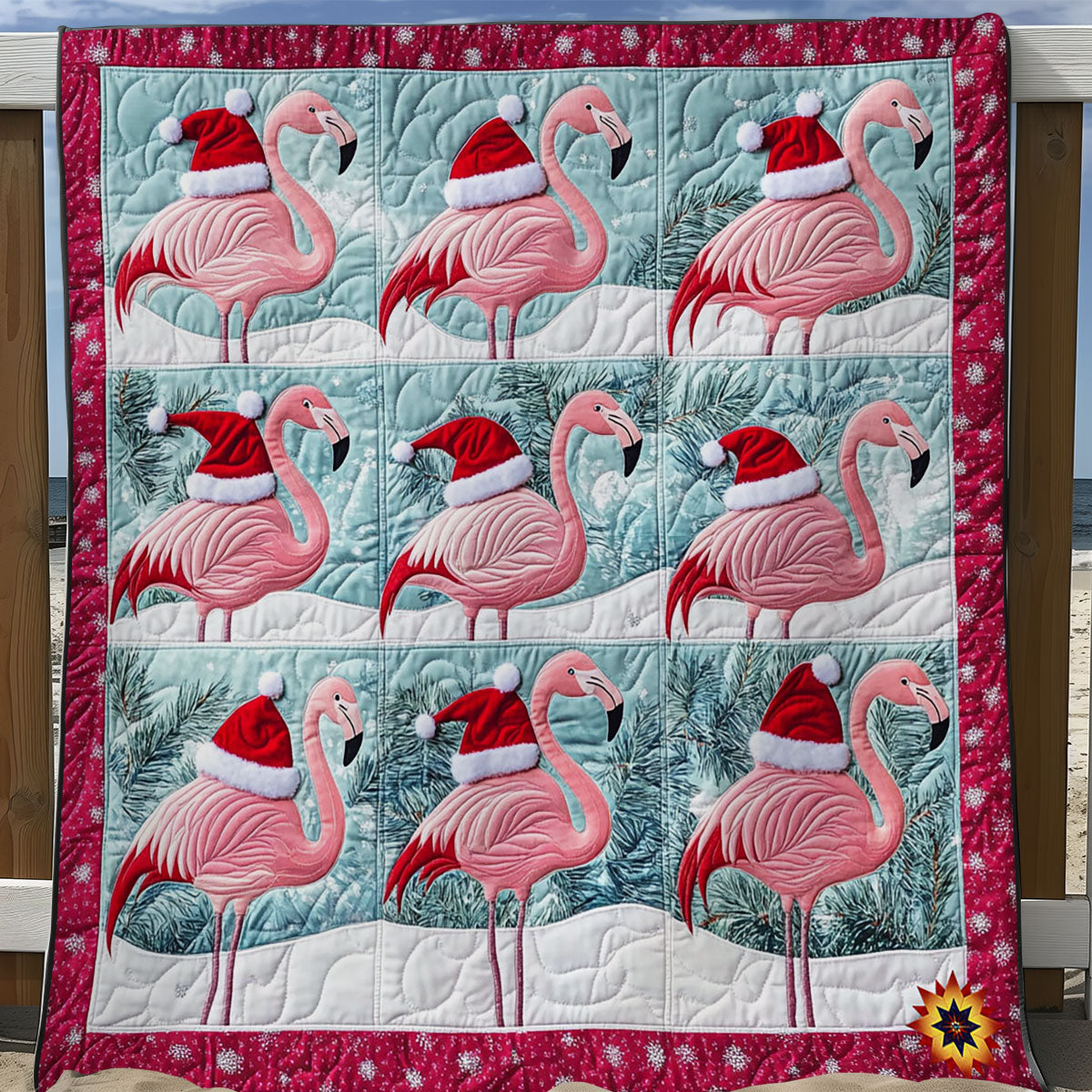 Christmas Flamingo WY0712037CL Quilt