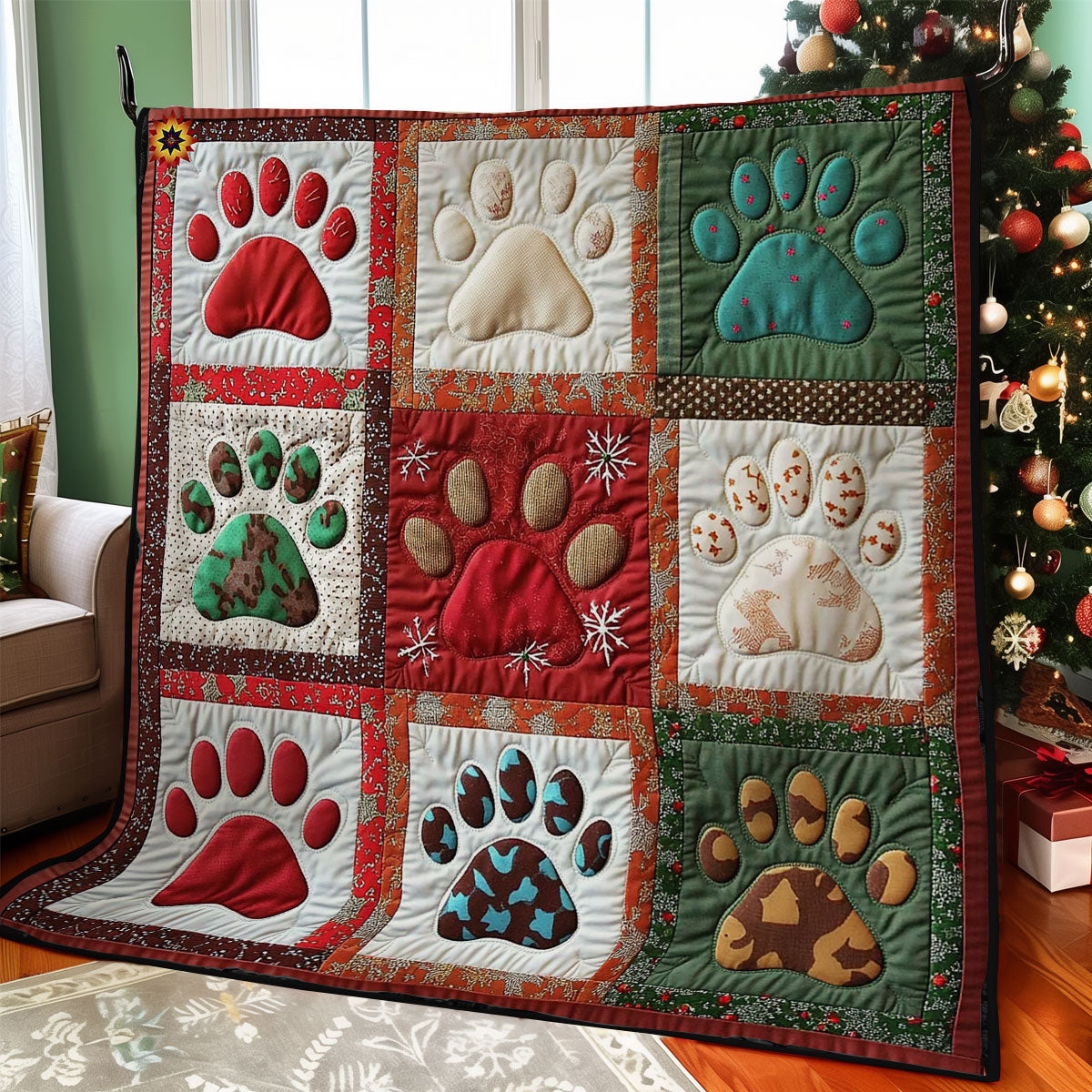 Christmas Paws WY0212003CL Quilt
