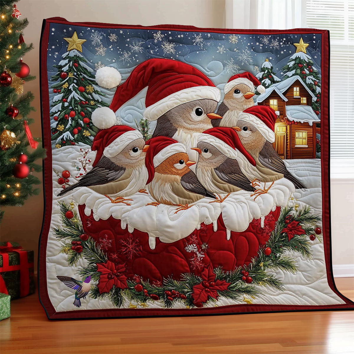 Christmas Bird Family WY0512013CL Quilt
