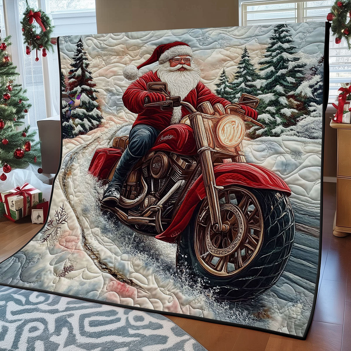 Motorcycle Santa Claus WY0712029CL Quilt