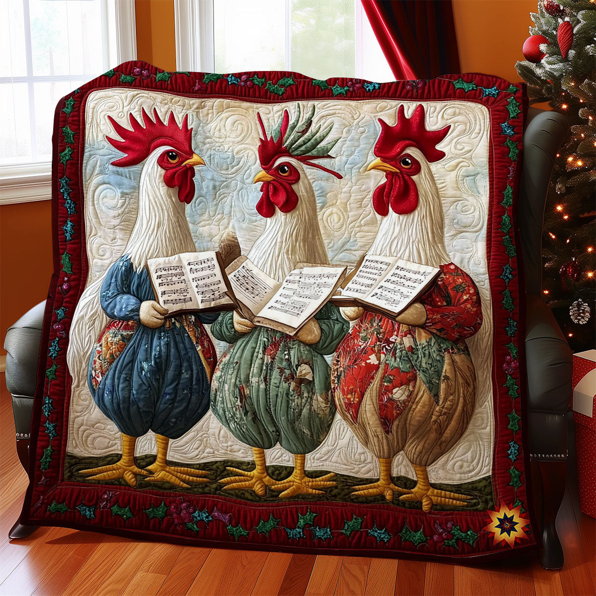 Three Chicken Singing WY1312029CL Quilt
