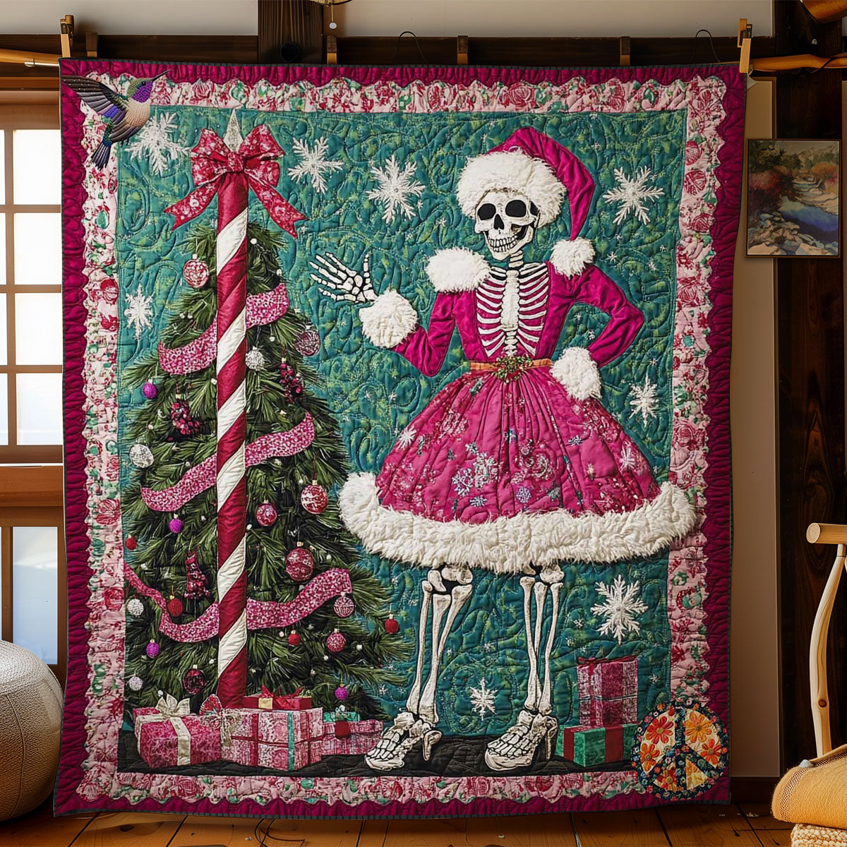 Pink Christmas Skeleton WN2711040CL Quilt