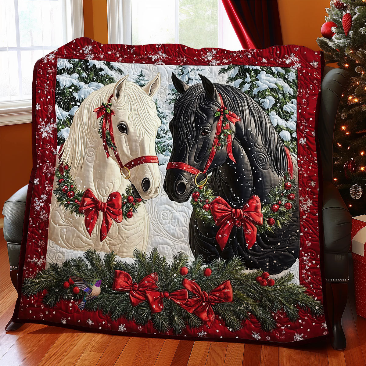 Christmas Couple Horse WY2511018CL Quilt