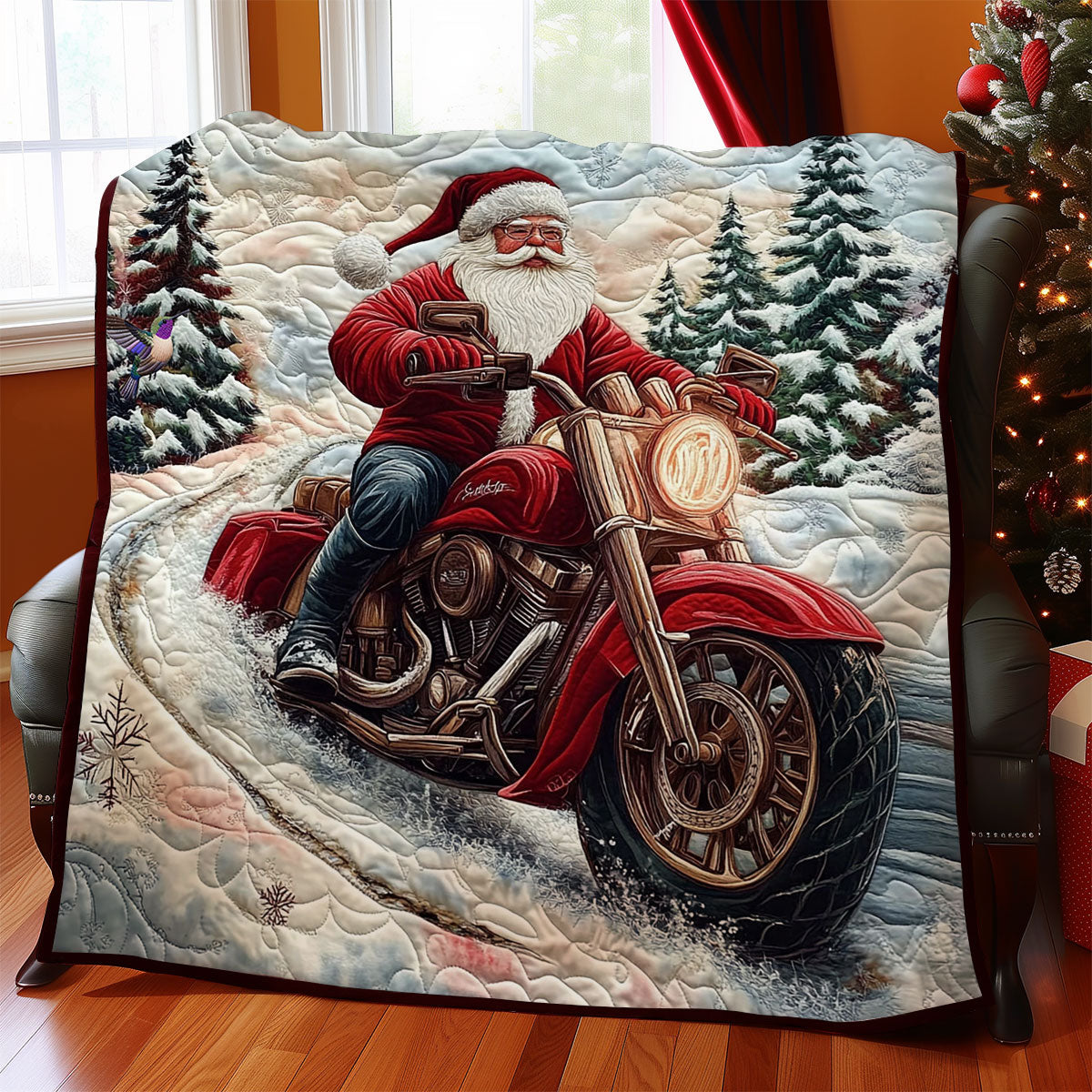 Motorcycle Santa Claus WY0712029CL Quilt