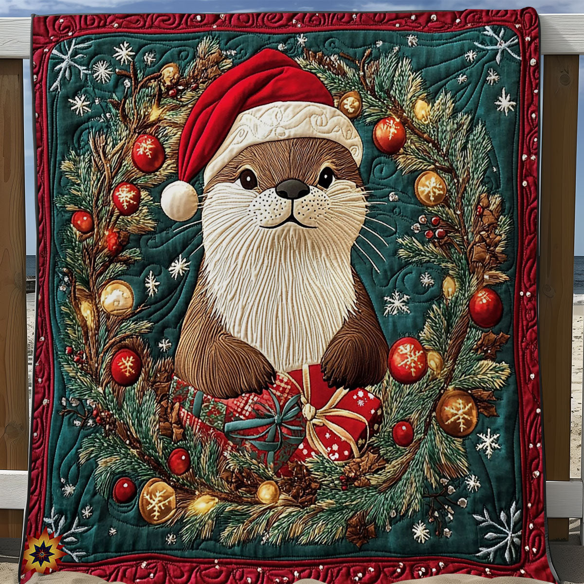Christmas Wreath Otter WY2911032CL Quilt