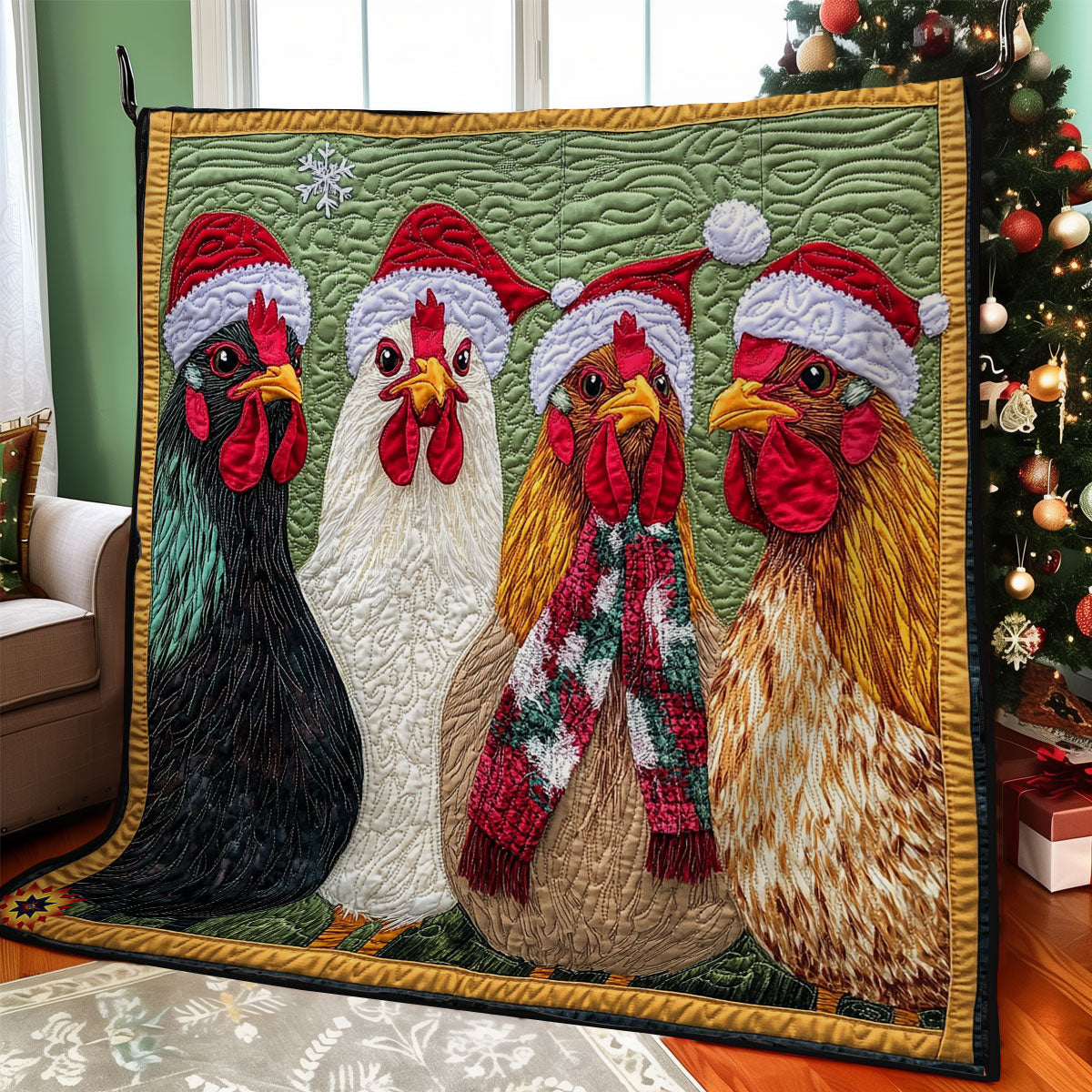 Santa Chicken WY2911008CL Quilt