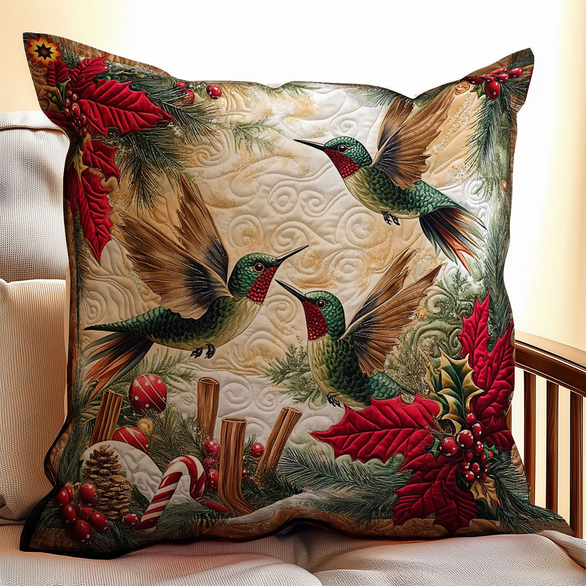 Christmas Hummingbird Family WY0612079CL Quilt Pillow Case