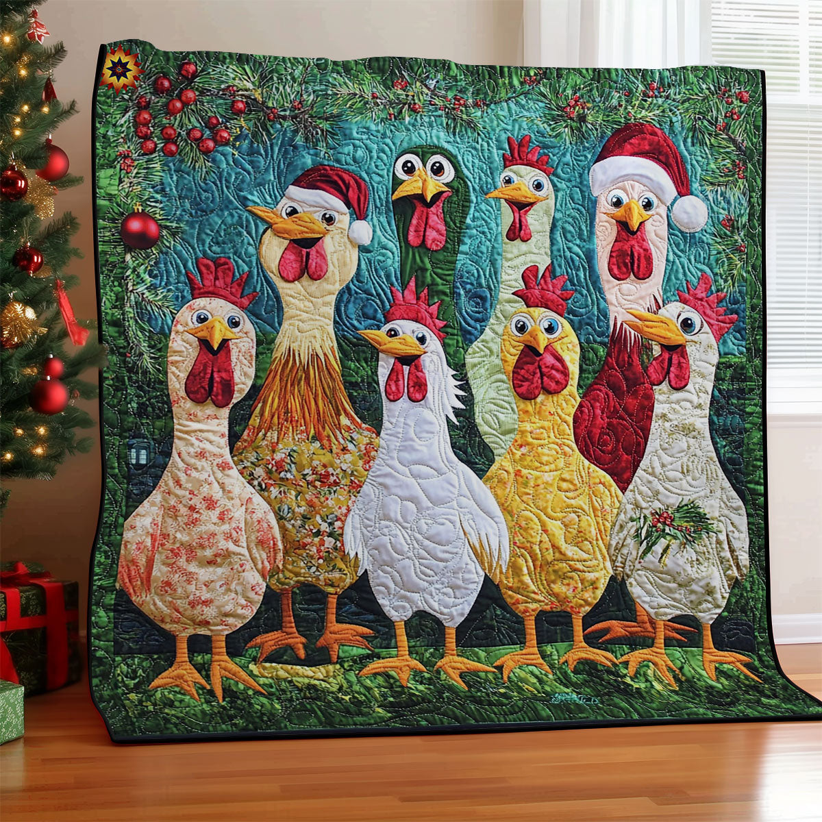Chicken Family WY2211035CL Quilt