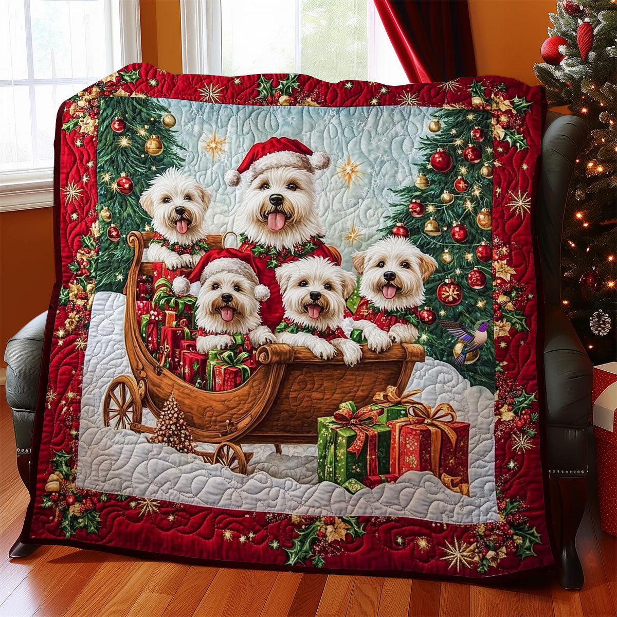 Christmas Shih Tzu Family WY2511010CL Quilt