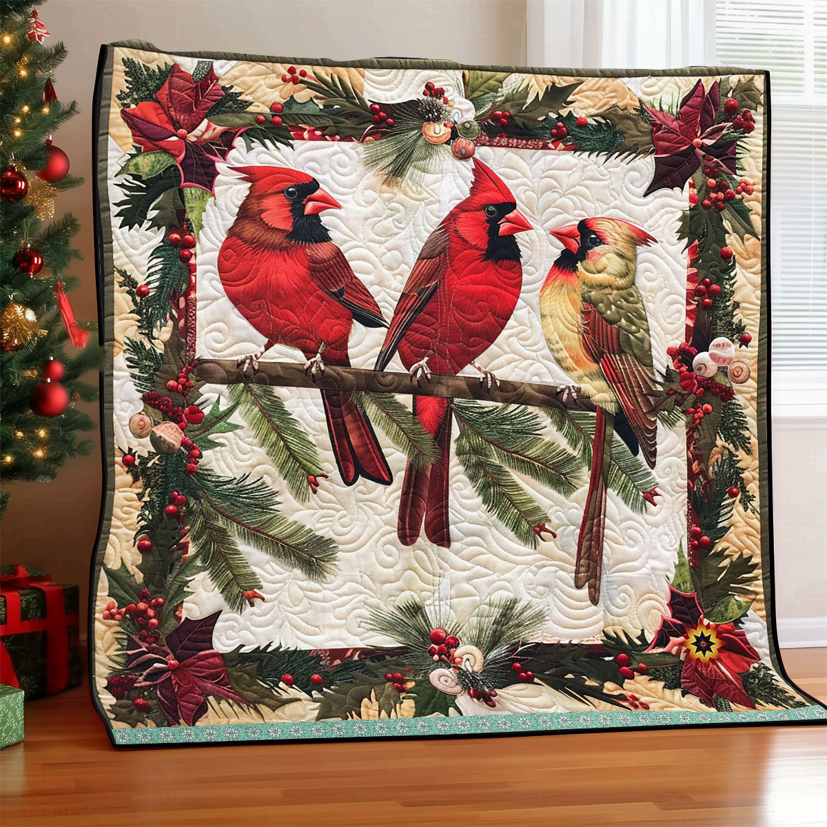 Christmas Cardinal Bird WJ0312003CL Quilt