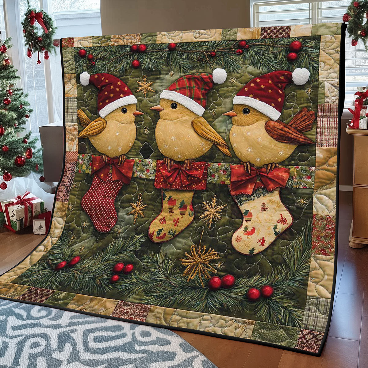 Christmas Bird WJ1308038CL Quilt