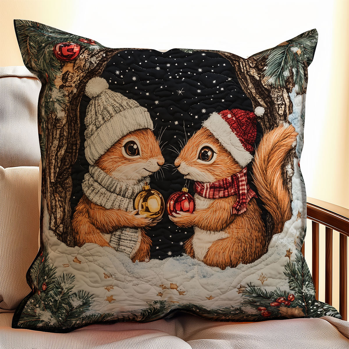 Adorable Squirrels WX1712077CL Quilt Pillow Case