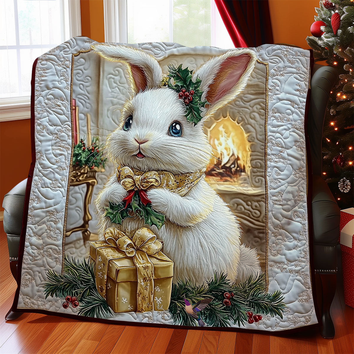 Christmas White Rabbit WY1911048CL Quilt