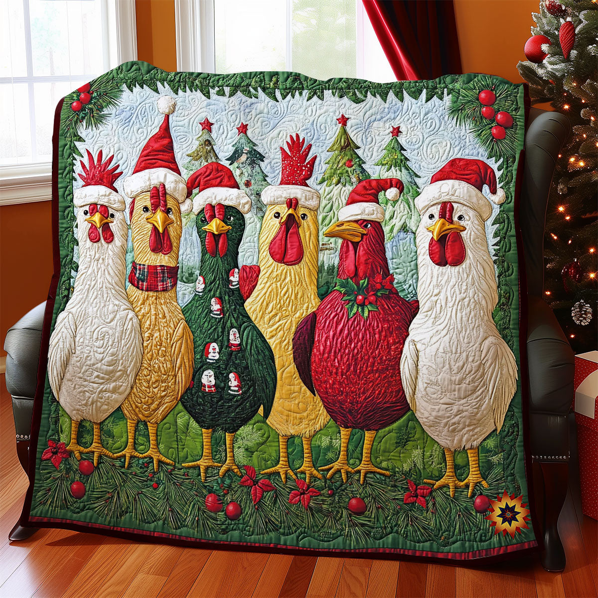 Santa Chicken WY2711011CL Quilt