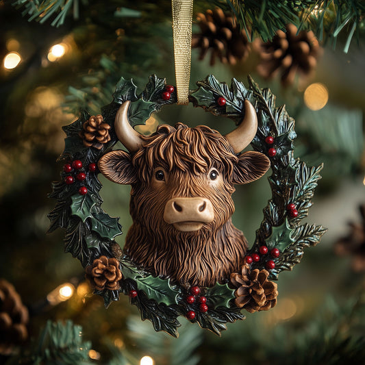 Highland Cattle Christmas Wreath LT2310001CL Christmas Ornament