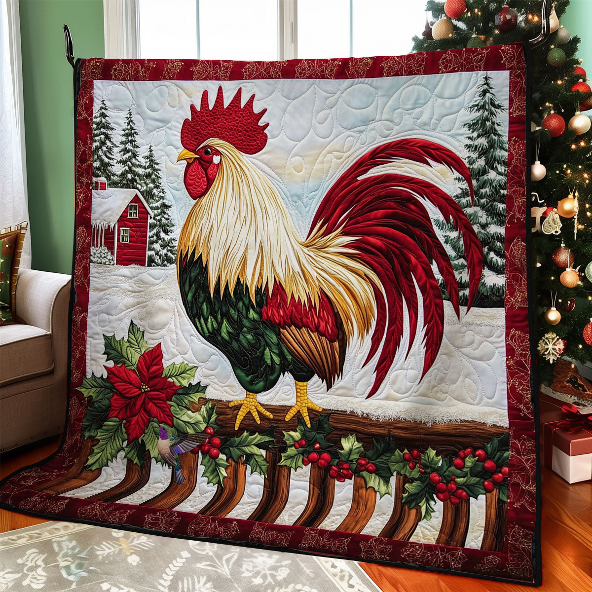 Christmas Of Rooster WY2511008CL Quilt