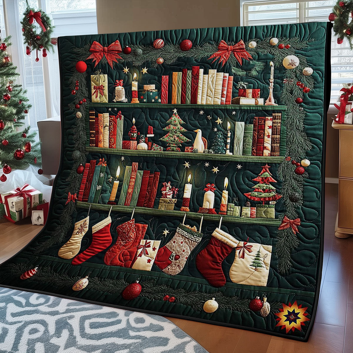 Christmas Bookshelf WY2511059CL Quilt
