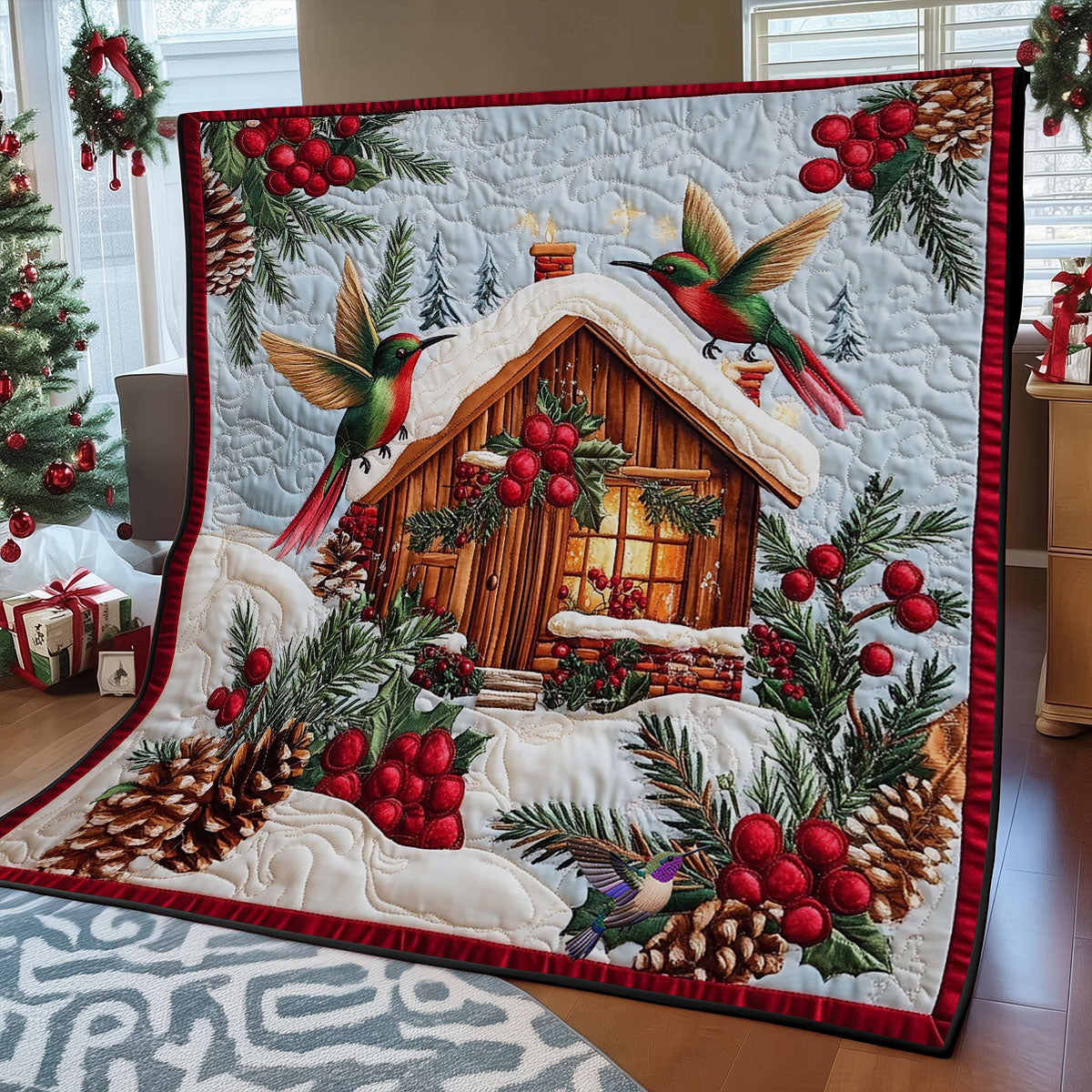 Christmas House Hummingbird WY0612038CL Quilt