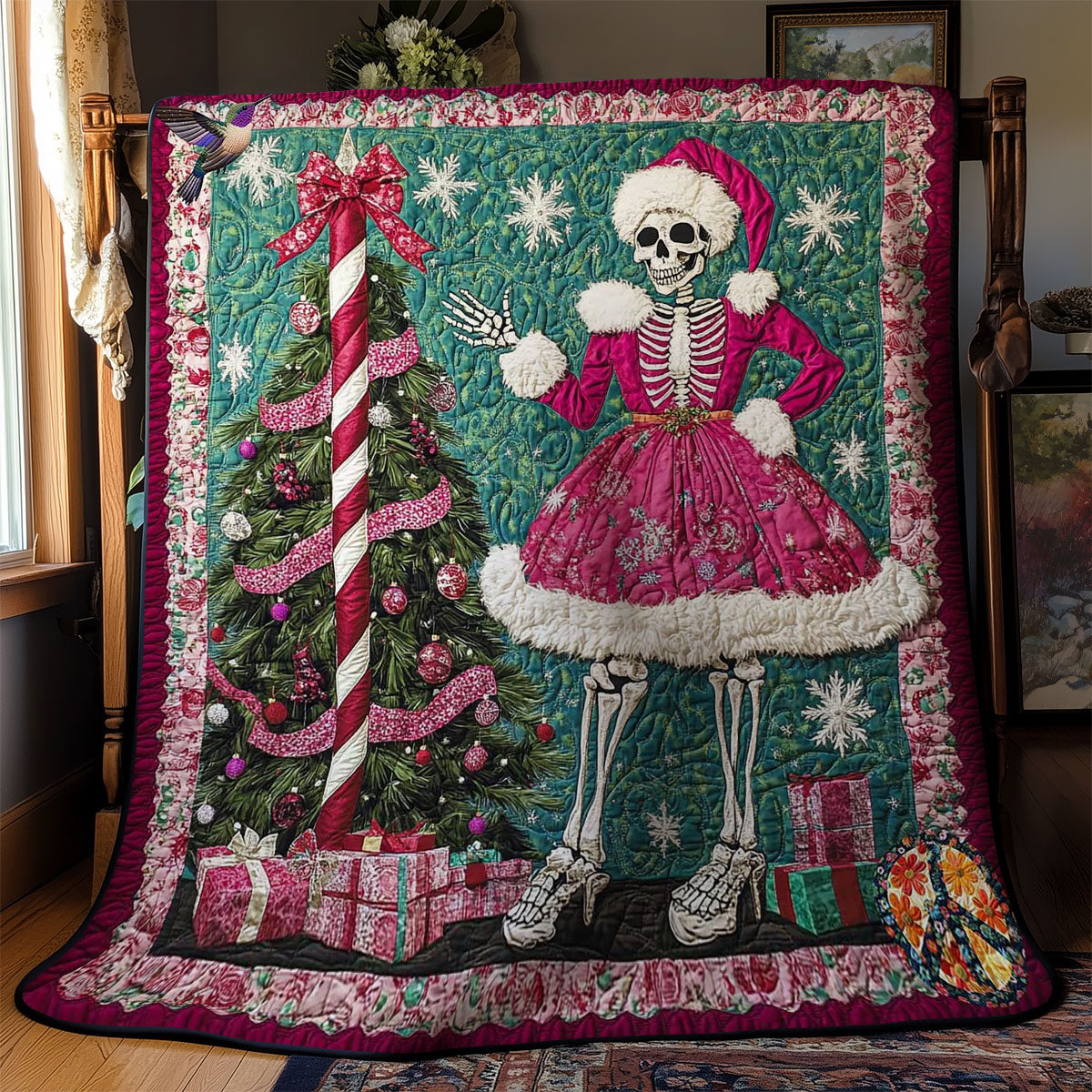 Pink Christmas Skeleton WN2711040CL Quilt