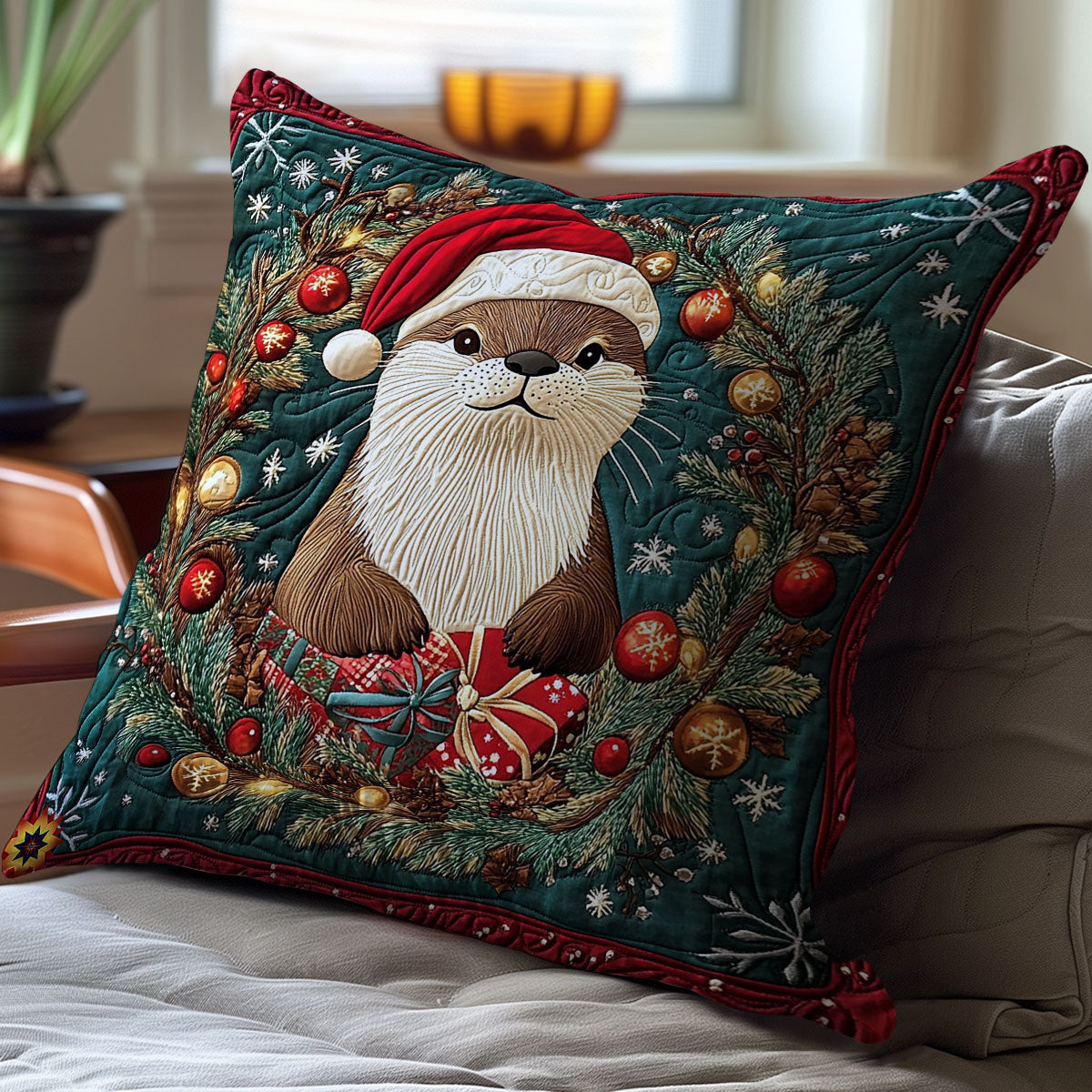 Santa Otter WY2911057CL Quilt Pillow Case