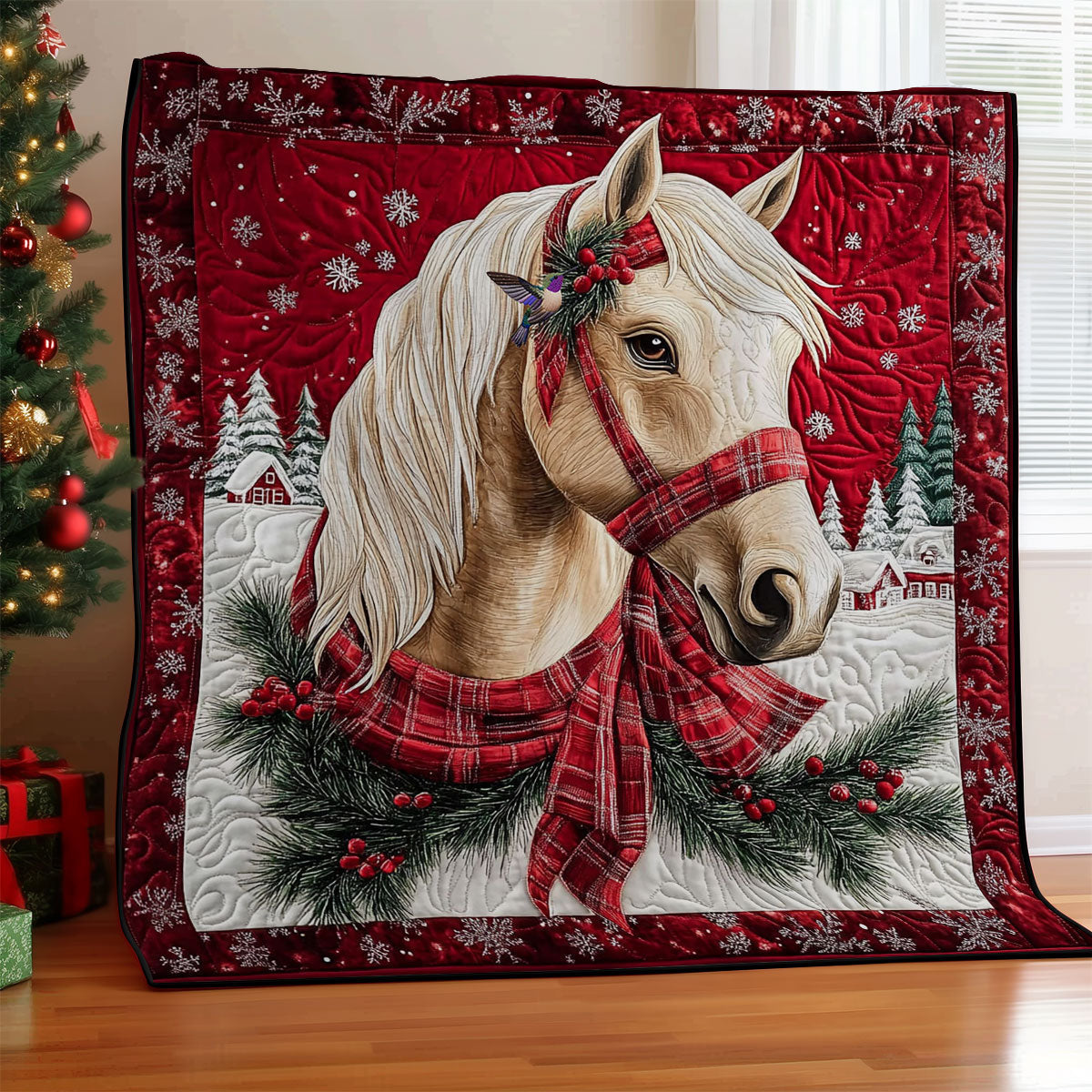 Christmas White Horse WY0512015CL Quilt