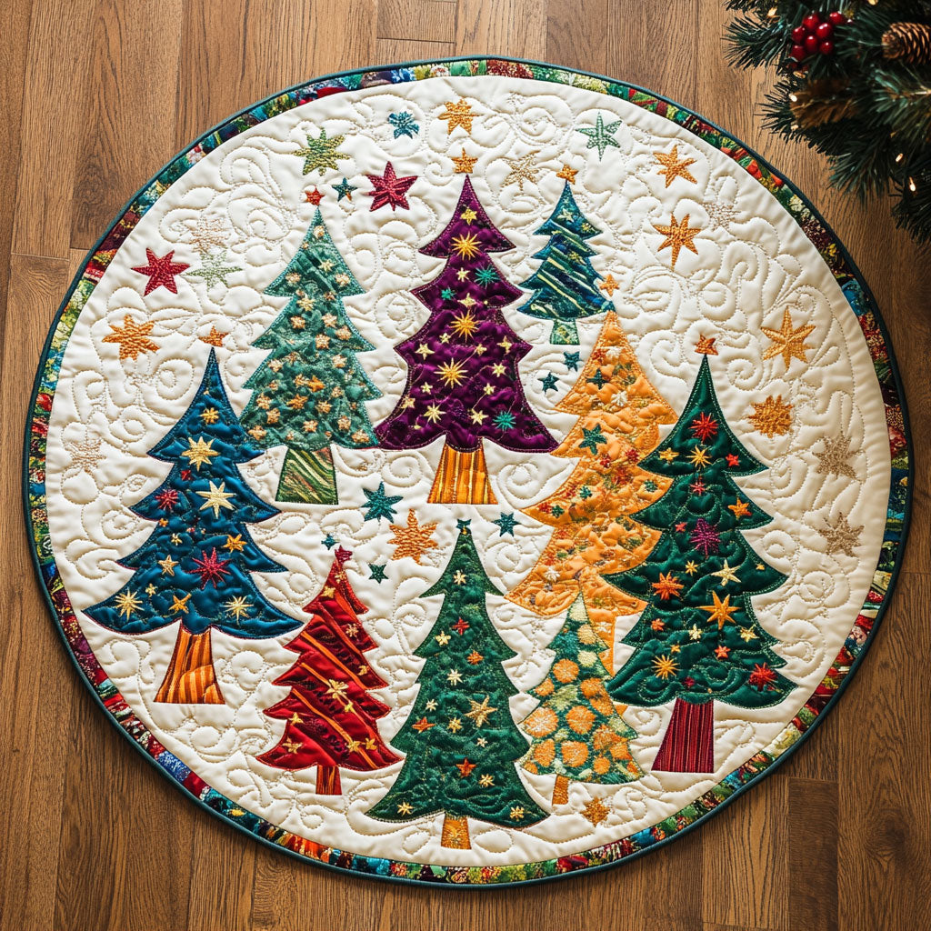 Christmas Tree Quiltscape WN0707028CL Quilted Round Mat