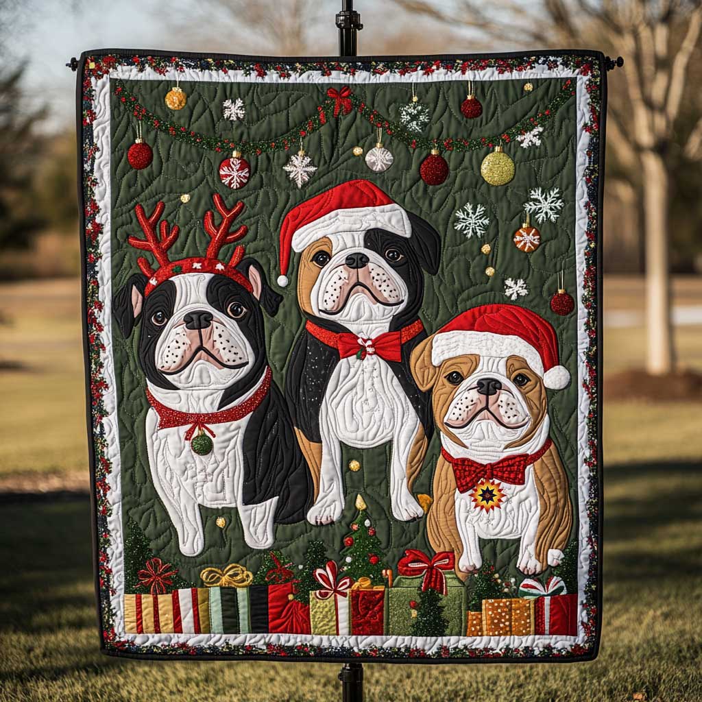 Christmas Bulldog Brother WP1511033CL Quilt