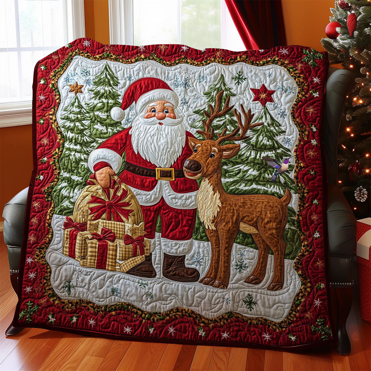 Santa Claus And Reindeer WY2511009CL Quilt