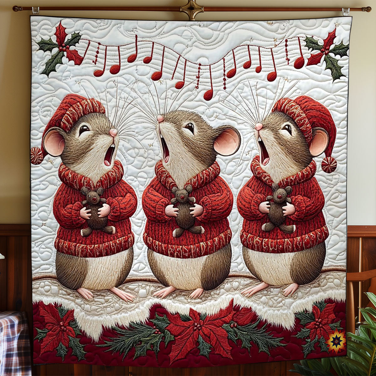 Christmas Singing Mouse WY0412026CL Quilt