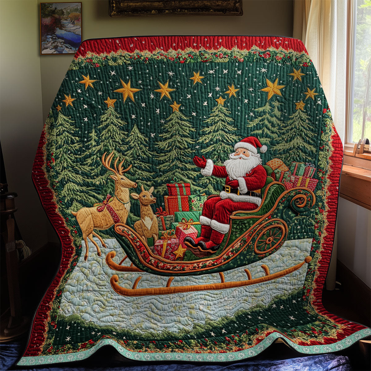 Santa Claus Sleigh WX2111042CL Quilt